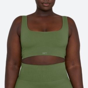 SET Active green juice square neck sports bra ribbed seamless sculptflex